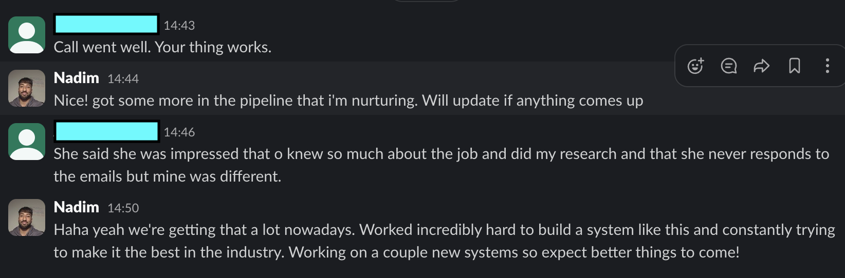 Client Slack message 1