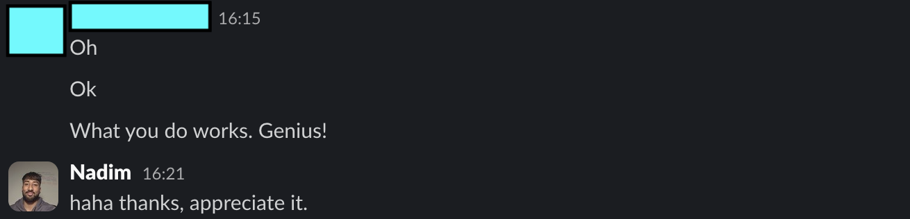 Client Slack message 2